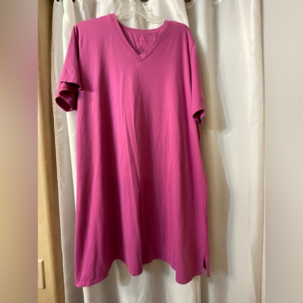 Pink V-Neck T-Shirt Dress